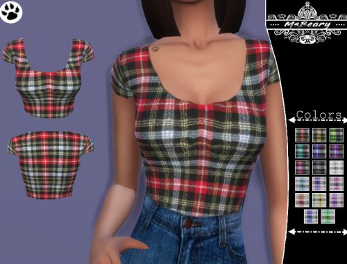 Plaid U-cut Top