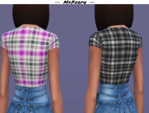 Plaid U-cut Top