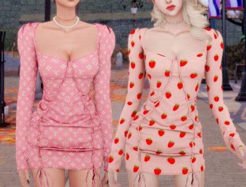 Printed Puff sleeve Dress at RIMINGs