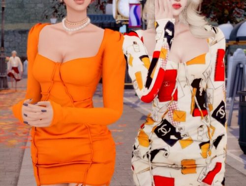 Printed Puff sleeve Dress at RIMINGs