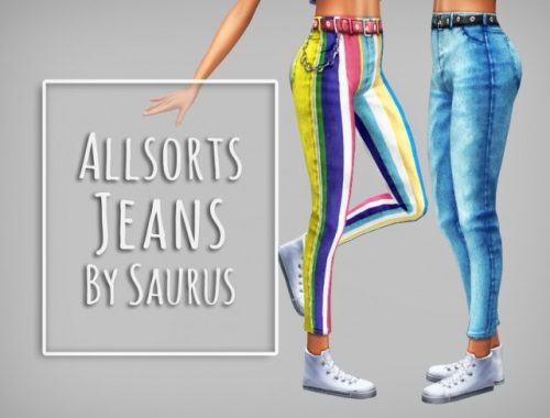 Punk it Up Jeans Set at Saurus Sims