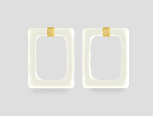 Rectangular earrings with golden insert in Coco White at Haus of Kate
