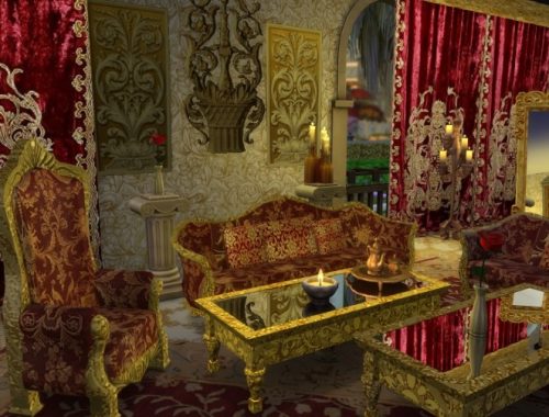 Red Royalty! Sofa, Golden Table and Chair Recolors at Anna Quinn Stories