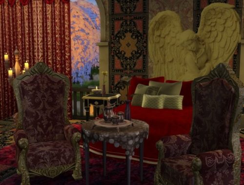 Red Royalty! Sofa, Golden Table and Chair Recolors at Anna Quinn Stories