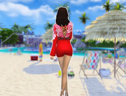 Red Sakura Romper - City Living needed