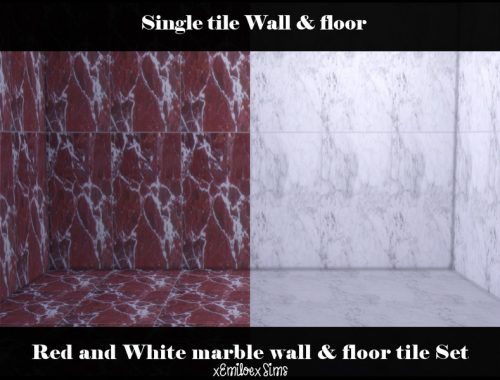 Red & White Marble Floor & Wall Set