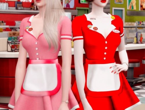 Retro Dinner Waitress Outfit & Hat at RIMINGs