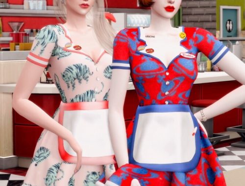 Retro Dinner Waitress Outfit & Hat at RIMINGs