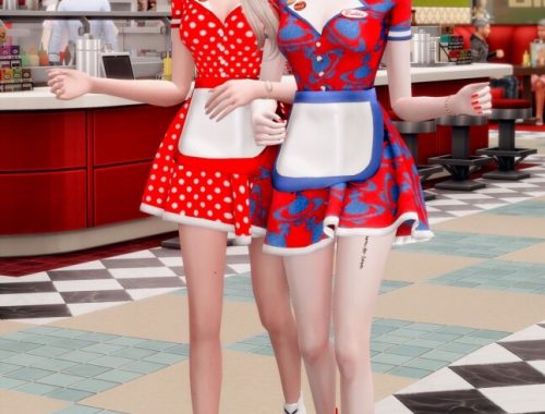 Retro Dinner Waitress Outfit & Hat at RIMINGs