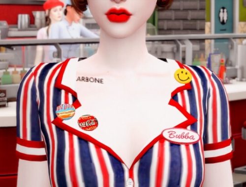 Retro Dinner Waitress Outfit & Hat at RIMINGs