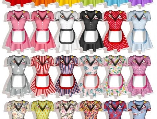 Retro Dinner Waitress Outfit & Hat at RIMINGs