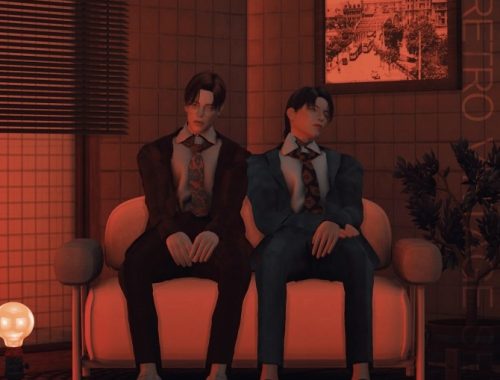 Retro vintage set: suit and glasses at Bedisfull – iridescent