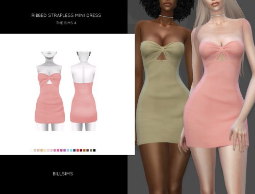 Ribbed Strapless Mini Dress