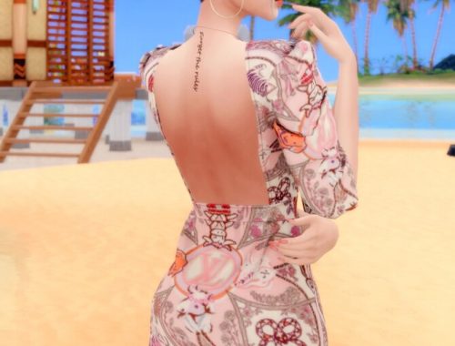 Ribbon Printed mini Dress at RIMINGs