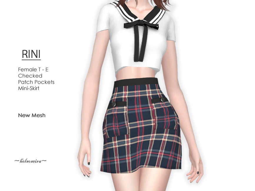 RINI -Checked Mini Skirt - The Sims 4 Catalog