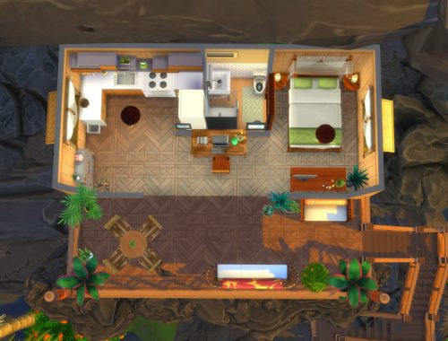 Rocky Jungle Tiny House - no CC - Basegame & Island Living