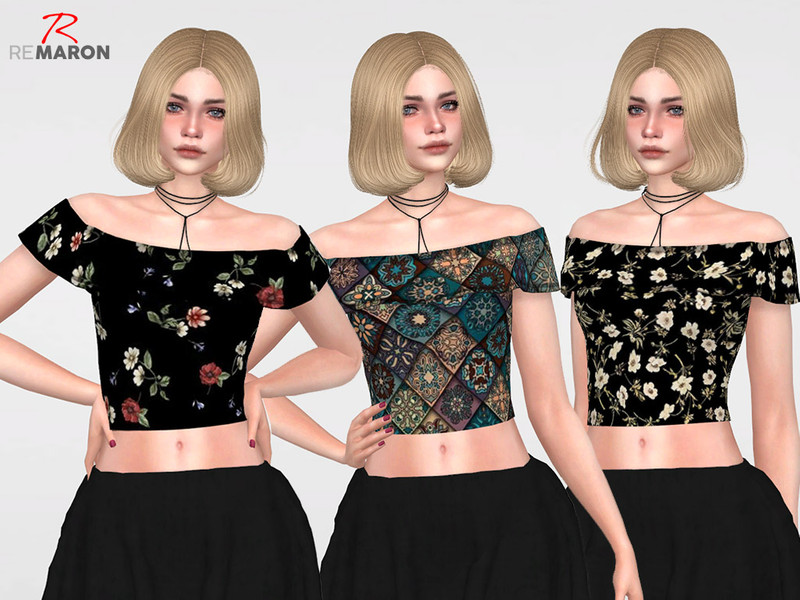 Romantic Cropped Floral for Women 01 - The Sims 4 Catalog