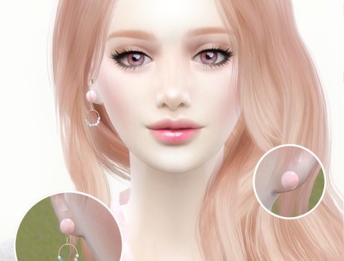 Rose gold cute earrings at Ahri Sim4