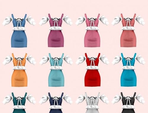 Ruffle blouse & knit bustier two piece outfit at RIMINGs