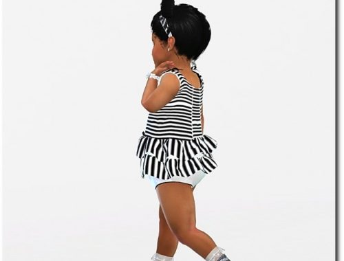 Ruffle Dress, Socks, Shoes and Headband at Sims4-Boutique