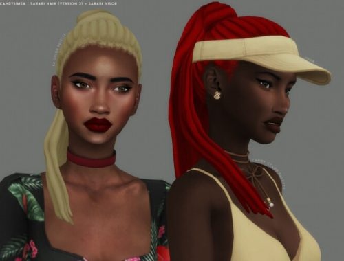 SARABI HAIR + VISOR at Candy Sims 4