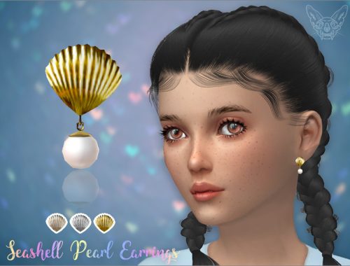 Seashell Pearl Earrings For Kids