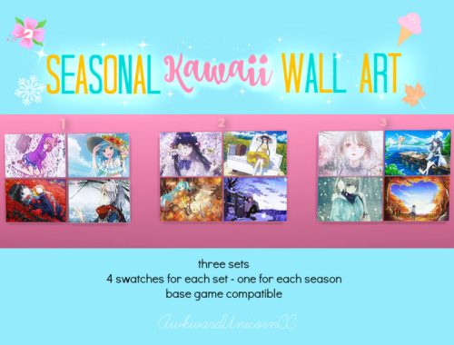 Seasonal Kawaii Wall Art - Three Sets