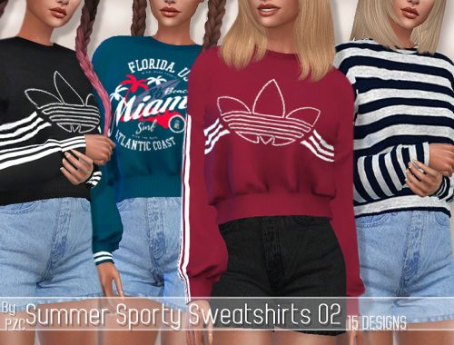 SET-Summer Sporty Sweatshirts 02 and High Waisted Shorts