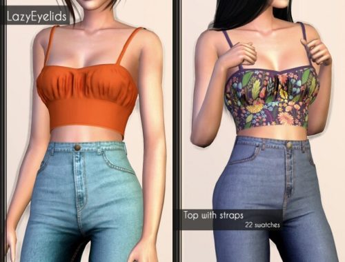 Short dress, Long skirt, 3 Tops (with straps, cross & ruffle) at LazyEyelids