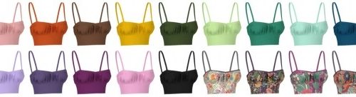 Short dress, Long skirt, 3 Tops (with straps, cross & ruffle) at LazyEyelids