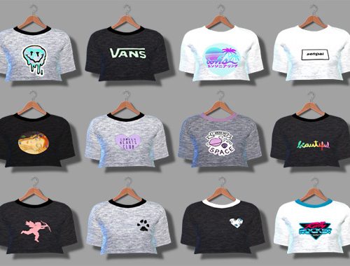 Short Sleeve Crop Tops With Prints at Descargas Sims