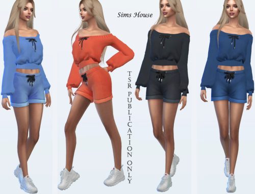 Shorts to Women's Off Shoulder Sports Top