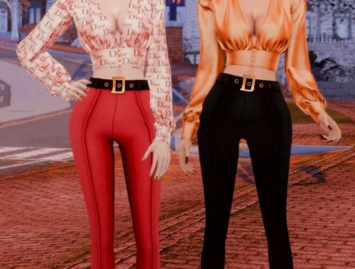 Silk Blouse & Skinny Pants & Knit Beret at RIMINGs