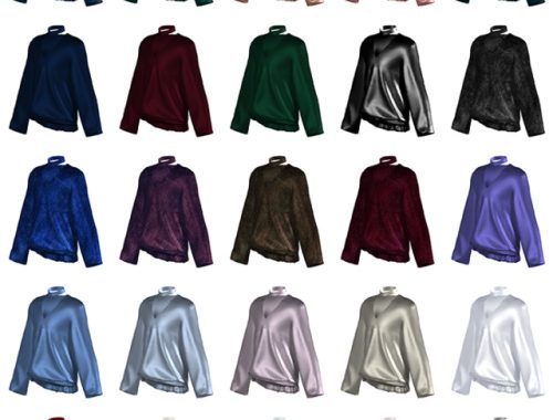 Silk & velvet v-neck top + choker at Lemon Sims 4