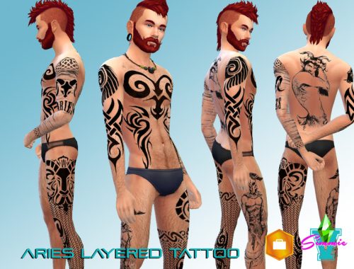 SimmieV Aries Layered Tattoo