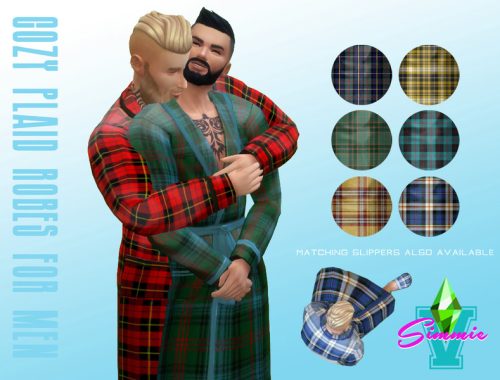 SimmieV Cozy Plaid Robes for Men