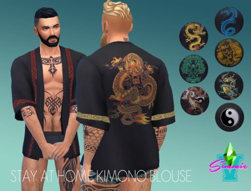 SimmieV SaH Kimono Blouse for Men