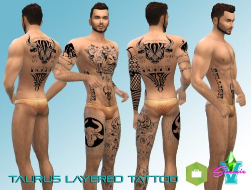 SimmieV Taurus Layered Tattoo.