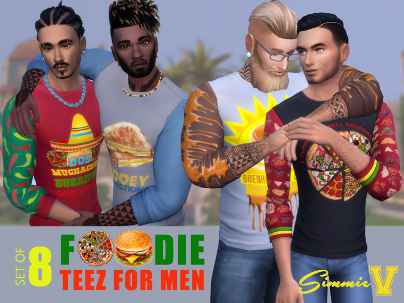SimmieV_Foodie Teez for Men - The Sims 4 Catalog
