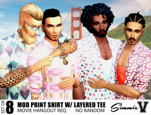 SimmieV_Mod Print Shirt w/ Tee - Movie Hangout needed