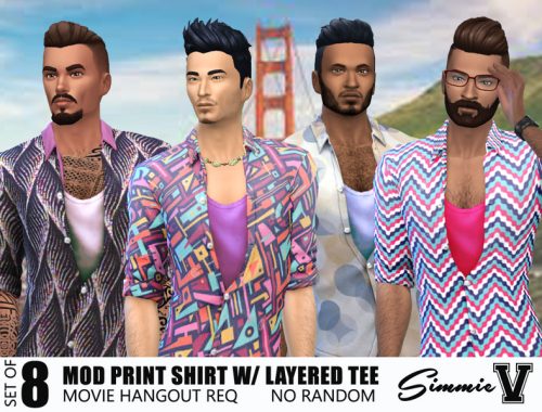 SimmieV_Mod Print Shirt w/ Tee - Movie Hangout needed