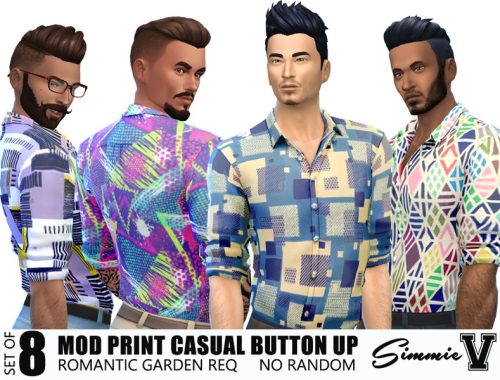 SimmieV_Modern Print Casual Button-Up - Romantic Garden