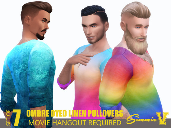 SimmieV_Ombre Pullovers for Men - Movie Hangout needed - The Sims 4 Catalog