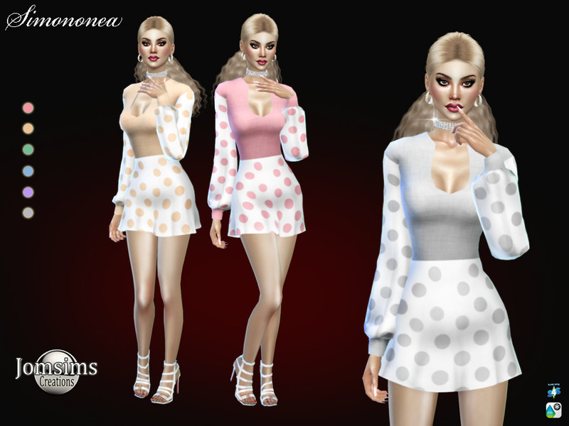Simononea dot dress - The Sims 4 Catalog