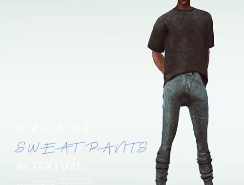 SIMSIMI M CREASE SWEAT PANTS Retexture at Black-le