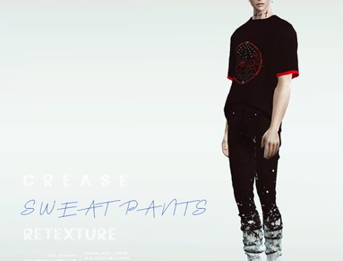 SIMSIMI M CREASE SWEAT PANTS Retexture at Black-le
