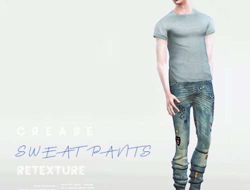 SIMSIMI M CREASE SWEAT PANTS Retexture at Black-le