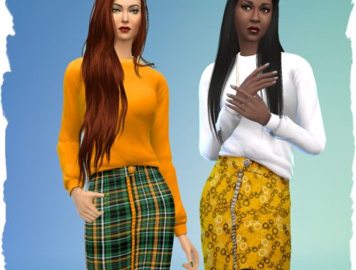Skirt and sweater combination 2 by Chalipo at All 4 Sims