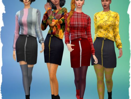 Skirt blouse combination by Chalipo at All 4 Sims