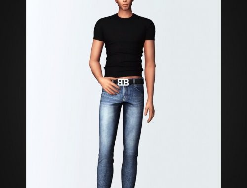 Slim Fit T-Shirt & Belted Cropped Skinny Jeans at Gorilla